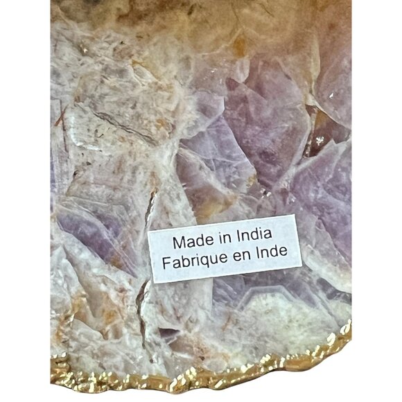 Amethyst Slab Desk or Wall Clock With Gold Edges & Detachable Stand 6.5”TX9.75” - Picture 10 of 12